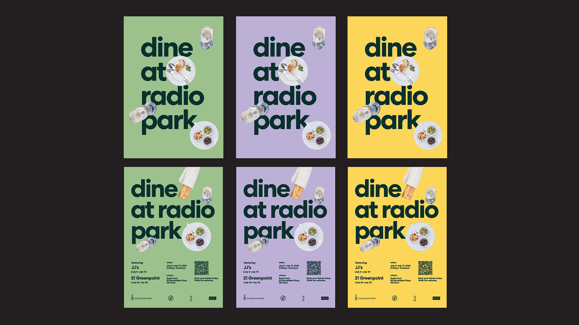 Dine at Radio Park poster suite