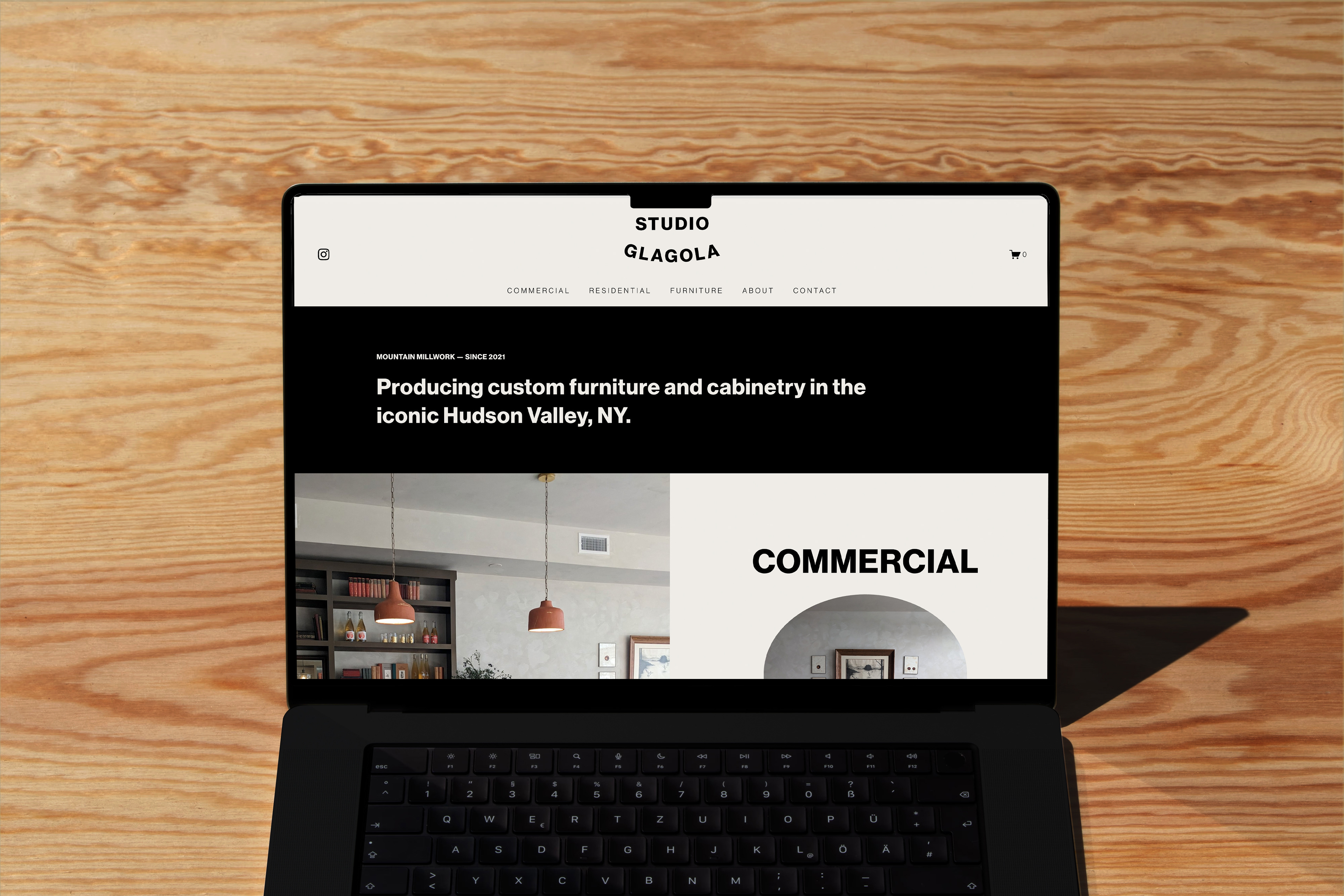 Studio Glagola website on laptop