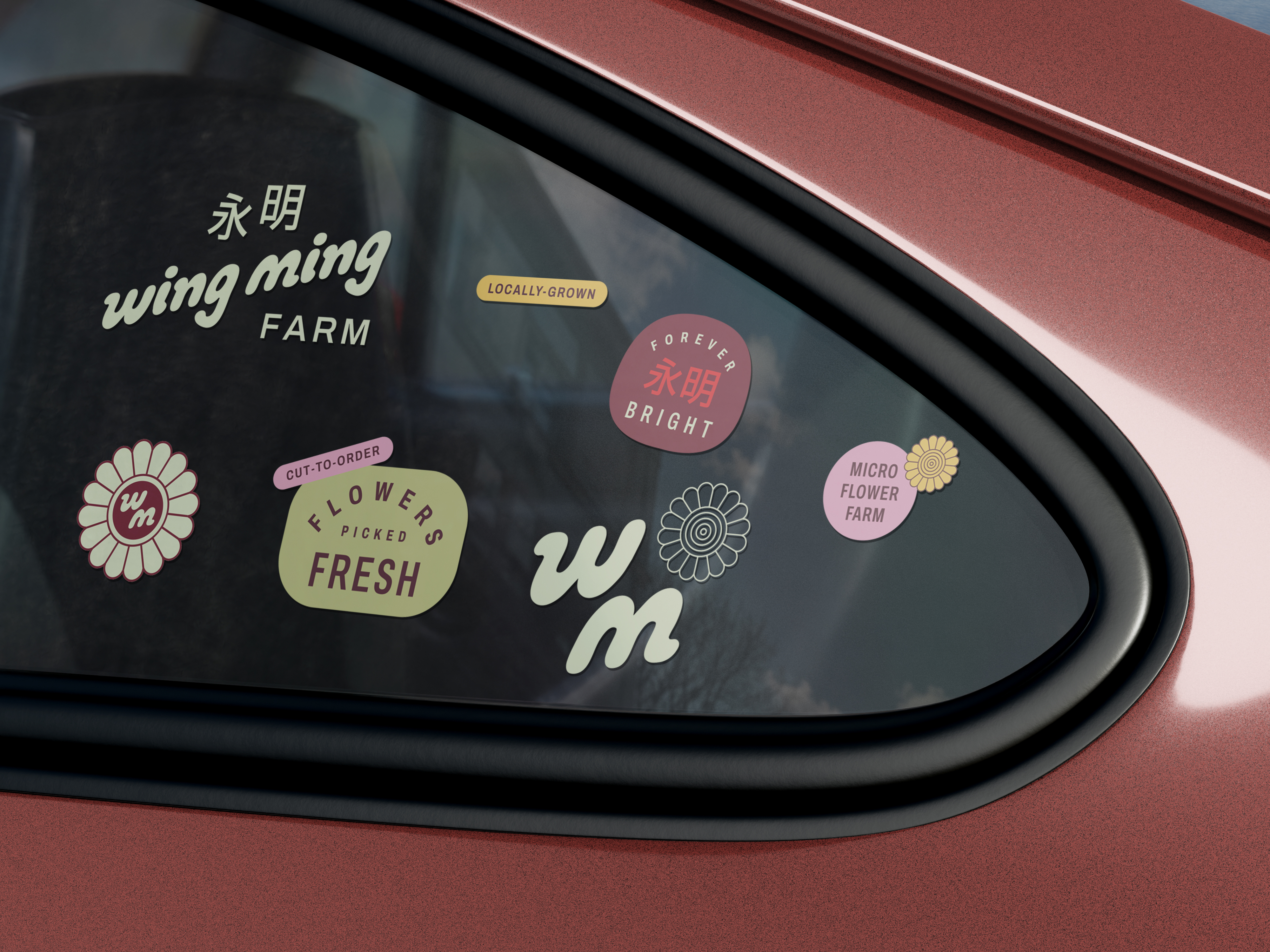 Wing Ming Farm sticker mockup