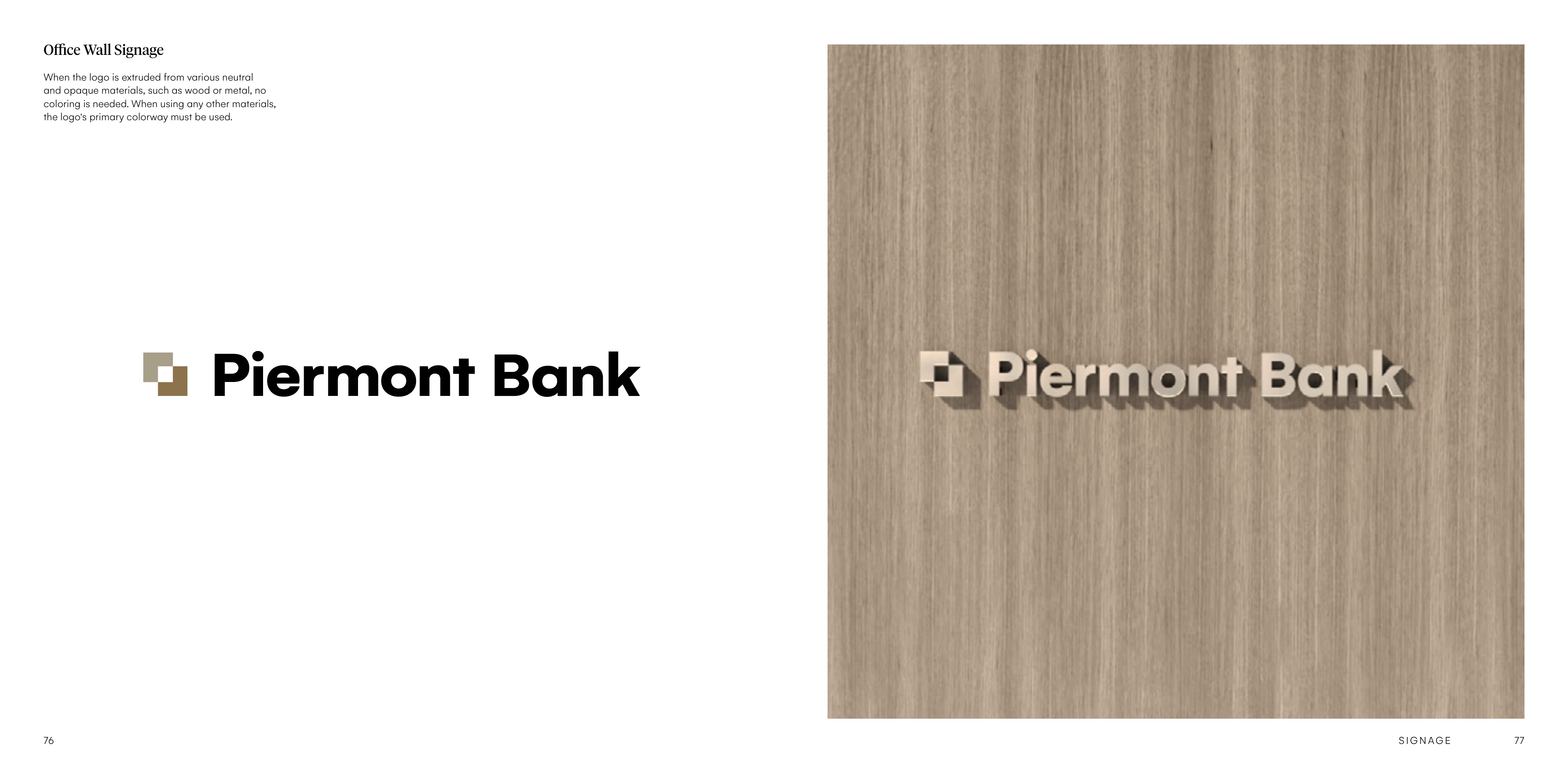 Piermont Bank office wall signage spread