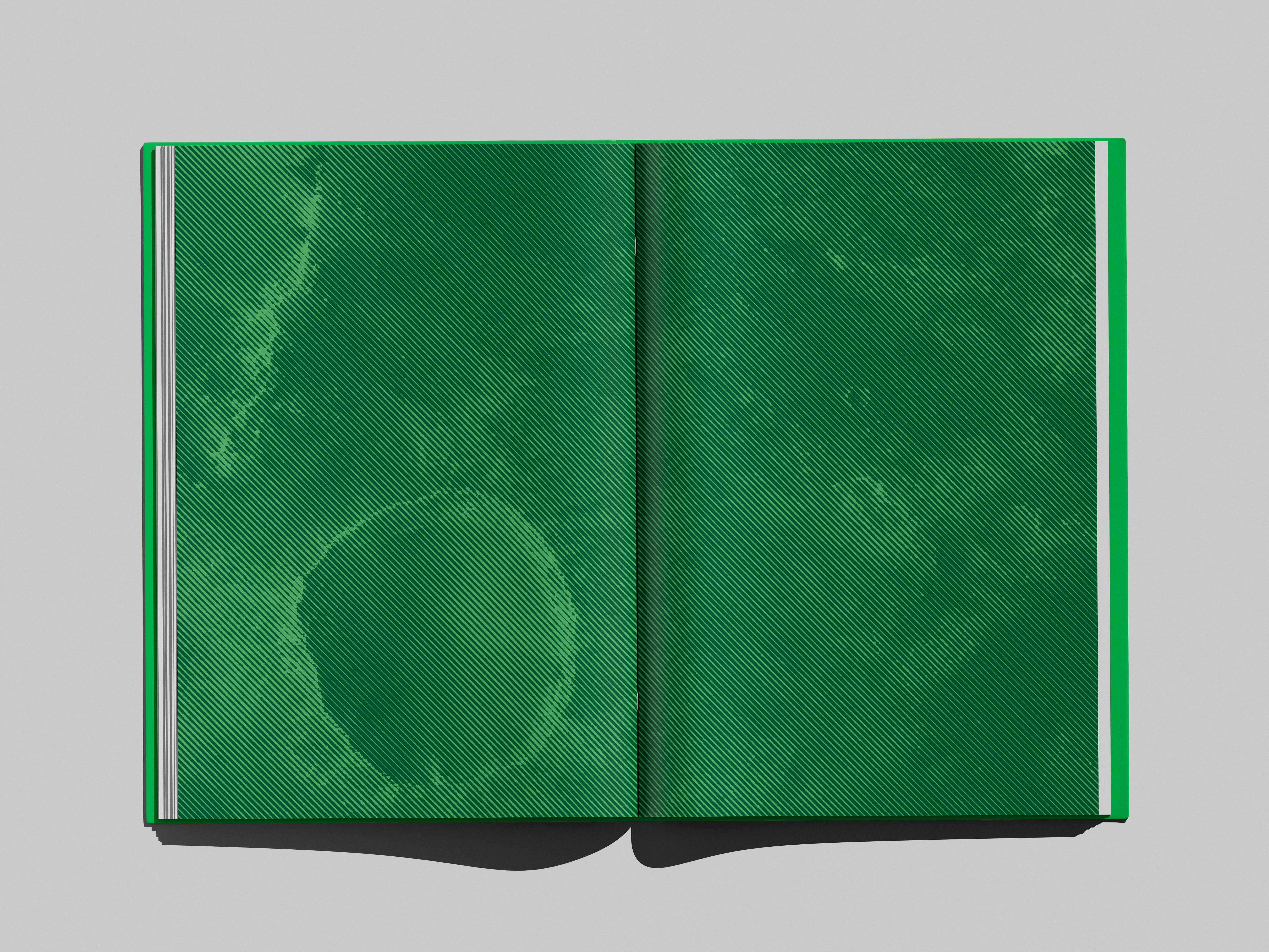Planetary Geology book mockup, green section divider spread