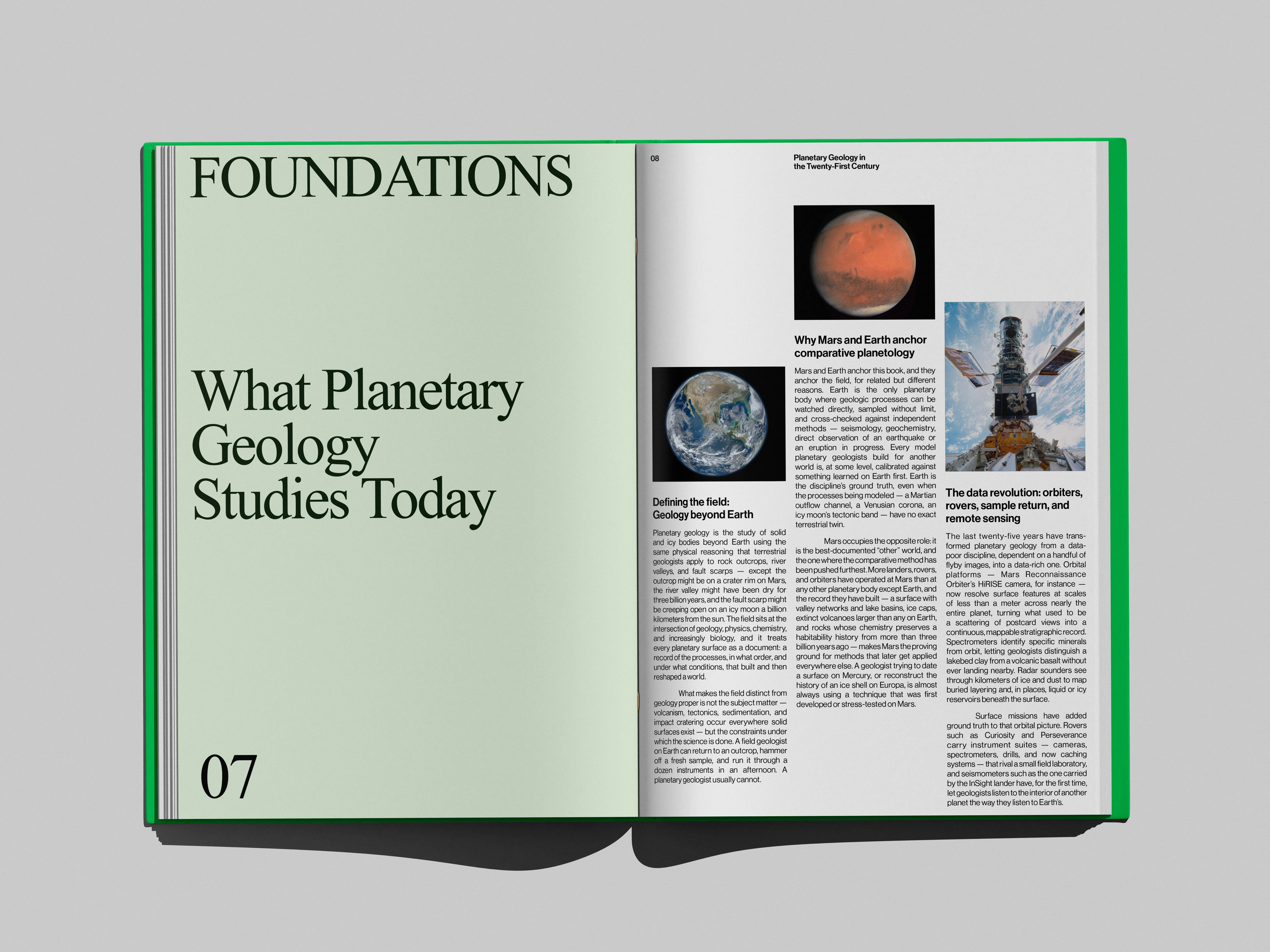 Planetary Geology book mockup, Foundations spread
