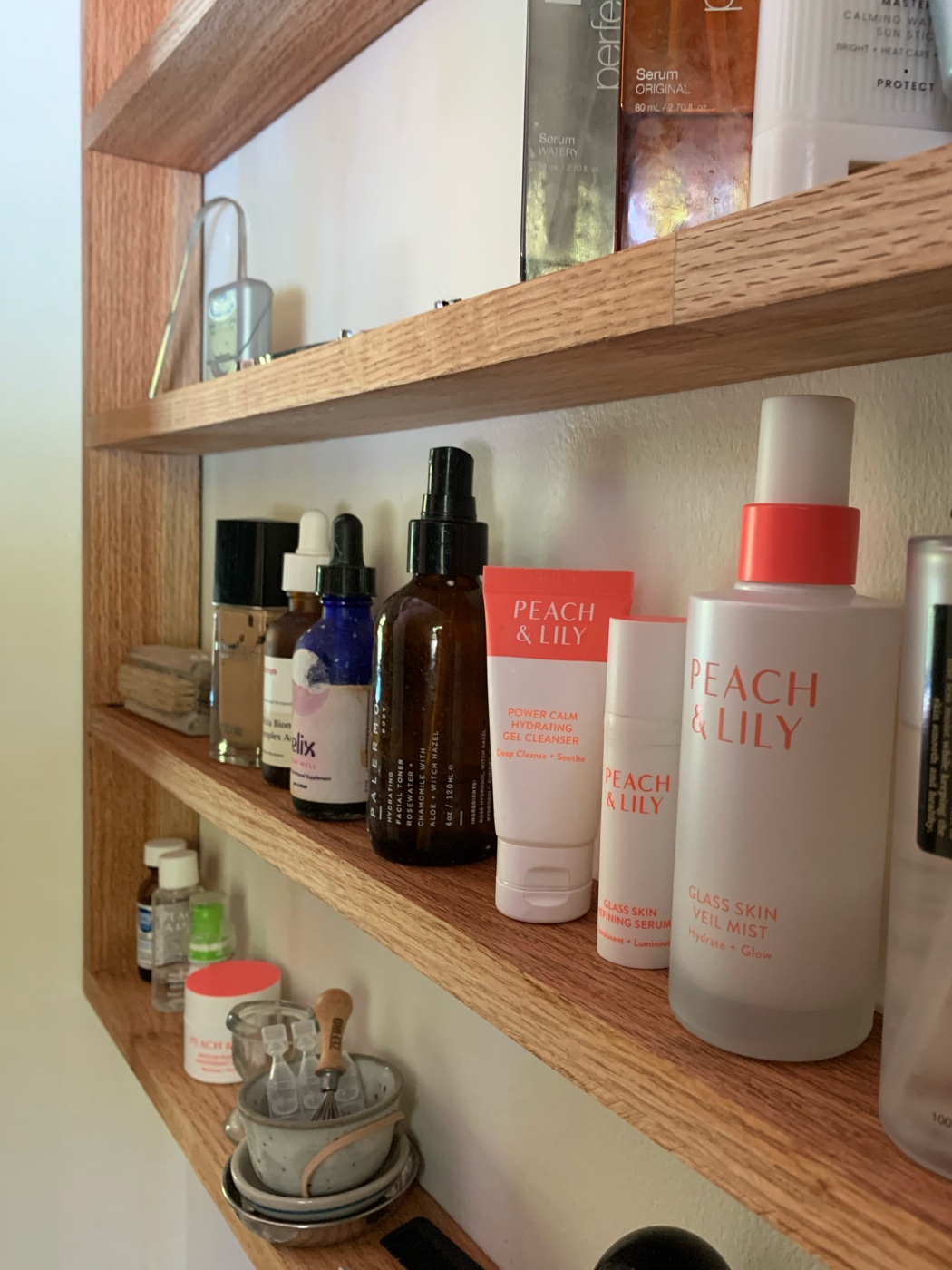 Red Oak bathroom shelf